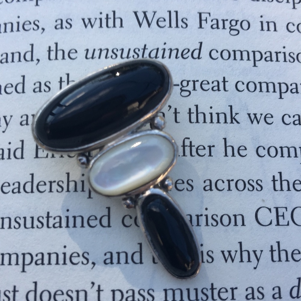Onyx & Mother of Pearl Sterling Silver Pendant🌴